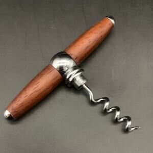 Vintage Wood Corkscrew Wine Bottle Opener Metal